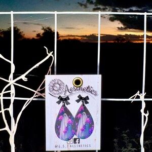 Purple and Black Teardrop Earrings